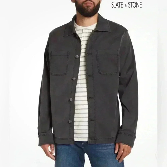 SLATE & STONE MENDENIM WORKWEAR COTTON BLEND WASHED BLACK JACKET. SIZE XL